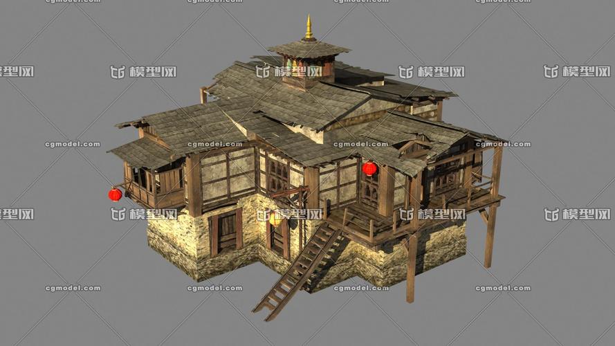古代建筑客栈特色民房碉房西藏屋